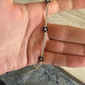 Elegant Gold and Blue Floral Necklace